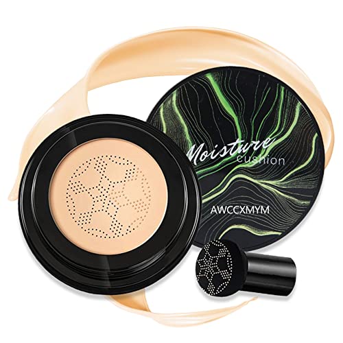 AWCCXMYM Mushroom Head Air Cushion CC Cream Foundation, Moisturizing Concealer Mushroom Head Foundation Makeup Matte Even Skin Tone Full Coverage Foundation CC Cream Suitable for Mature Skin (Natural)