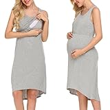 Ekouaer Womens Delivery/Labor/Maternity/Nursing Nightgown Sleeveless Pregnancy Gown for Hospital Breastfeeding Dress