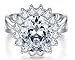 BORUO 925 Sterling Silver Ring, 8mm Cubic Zirconia CZ Eternity Engagement Wedding Band Ring Size 8