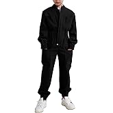 Haloumoning Kids Coveralls Boys Long Sleeve Jumpsuit Zip Up Flight Suit with Pockets 5-14 Years