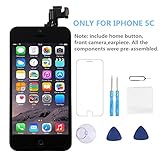 Screen Replacement for iPhone 5C [Black] - P-zone LCD Touch Display Digitizer Include Home Button Full Pre-assembly Kit with Repair Tools and Screen Protector