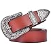 TALLEFFORT Ladies Vintage Western Leather Belts for Women Genuine Leather Belt
