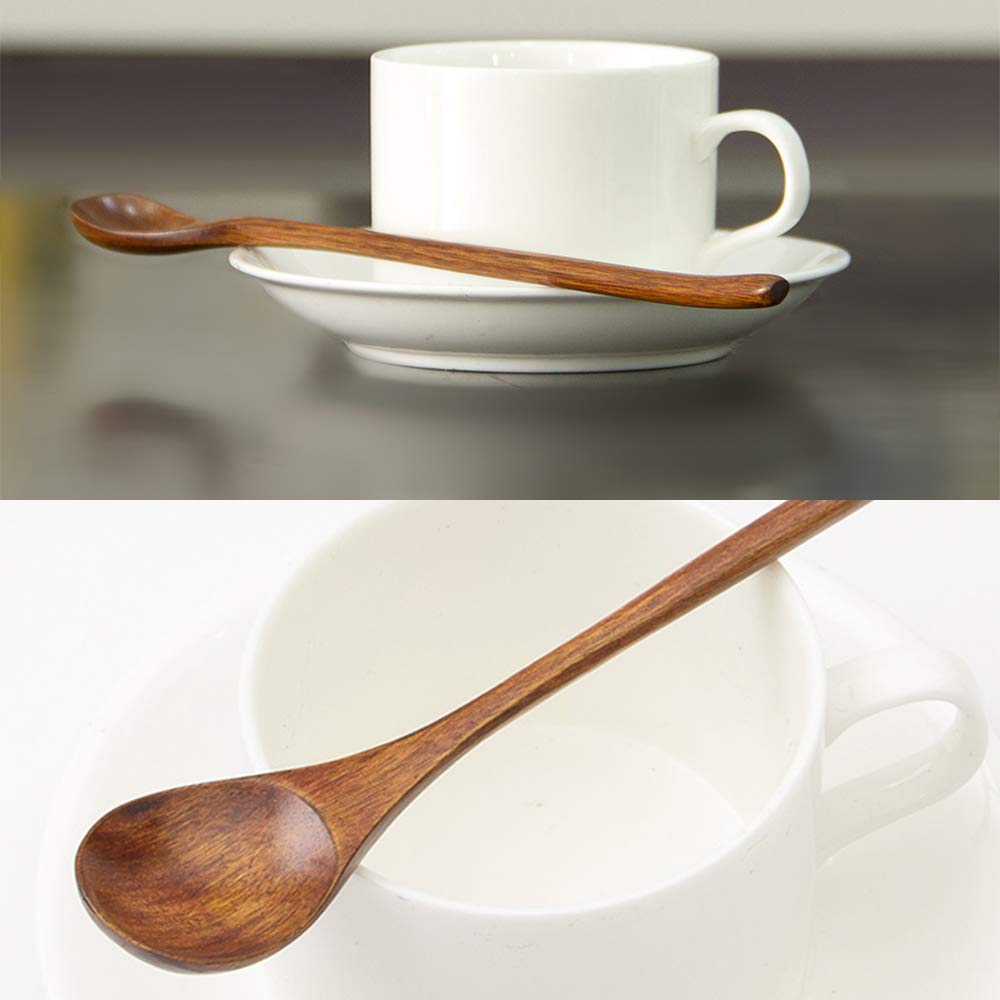 6 Pcs Small Wooden Spoons for Coffee Spoon Jars Tea Wood Teaspoons Tasting Spoon Set Mini Stirring Teaspoon Honey Tiny Mixing Table Stir Spoons for Powder Dessert Kitchen Eating Utensil