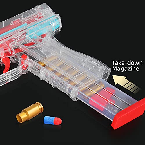 Shell Ejecting Toy Gun Soft Bullet Pistol with Magazine for Kids Clear ...