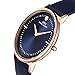 IBSO Two Analog Ultra Thin Gold Bezel Genuine Leather Belt Wrist Watch for Men Blue