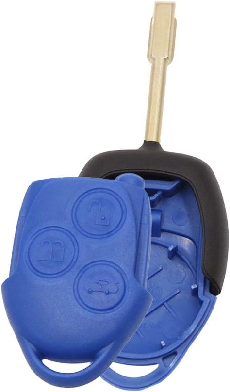 sourcing map 3 Button Uncut Insert Key Fob Remote Control Case Shell for Transit, Blue, 9.4x3.6x1.2cm / 3.7"x1.42"x0.47"(L*W*H)