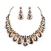 Youfir Water Drops Austria Crystal Necklace Earrings Set for Bridal Wedding Ceremony Events Dress