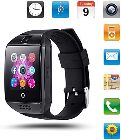 Smartwatch Sim Card Camera for Men Women Kids - Bluetooth Smart Watches Android Cell Phone Watch Card SD with Pedometer Music Player (Black)