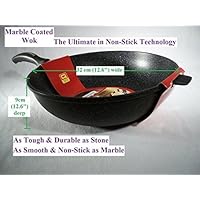 Ceramic Marble Coated Cast Aluminium Non Stick Wok 32 Cm