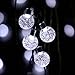 Qedertek Solar String Lights, 20ft 30 LED Outdoor Solar Lights, 8 Modes Crystal Ball Fairy Lights Waterproof Globe String Lights for Home, Patio, Lawn, Garden, Party and Holiday Decorations(White)