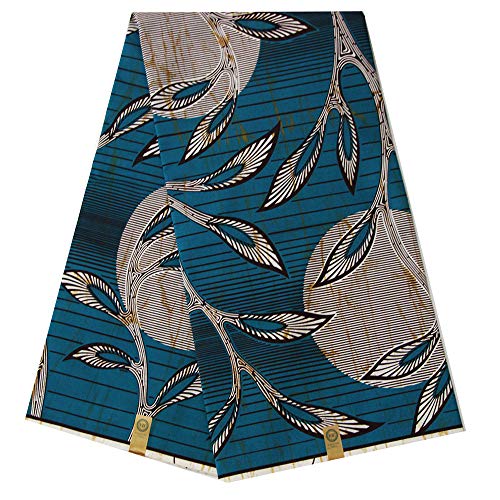 pqdaysun African Super Wax Print Fabric Ankara Fabric Wax Material 6 Yards for Sewing Dress Clothing wax002-wine (Teal)