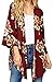 Women's Fall Sheer Floral Kimono Cardigan Capes Loose Cover Up Blouse Maroon L