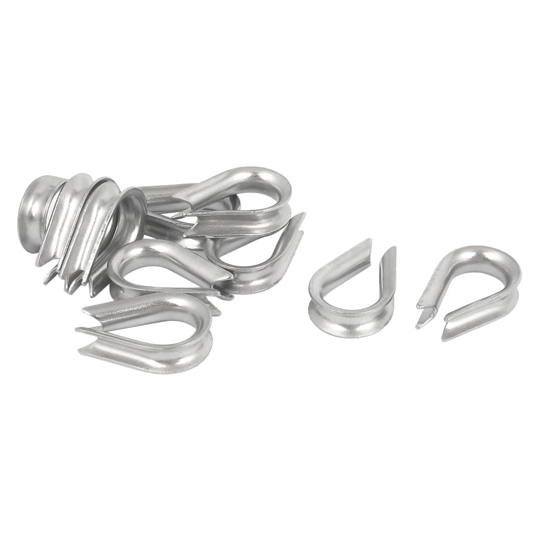 sourcing map 3mm 304 Stainless Steel Wire Rope Cable Thimbles Silver Tone 10pcsc