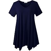 LARACE Plus Size Tops for Womens Summer Clothes Short Sleeve Shirts Casual V Neck Tunic Asymmetrical Blouses