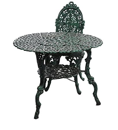 Karara Mujassme Victorian Style Antique Green Garden Outdoor Cast Aluminium Chair And Table