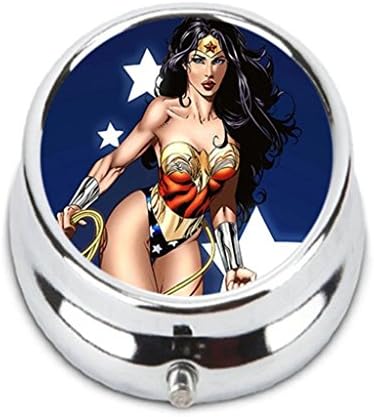 Wonder Woman Custom Fashion HOT Round Pill Box stainless steel Useful Medicine Organizer Box Gift
