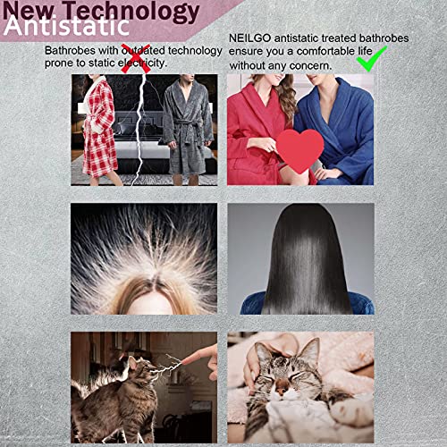 neilgo Womens Robe Plush Long Sleeve Shawl Collar Fleece Bathrobe with Pockets (Wine Red)