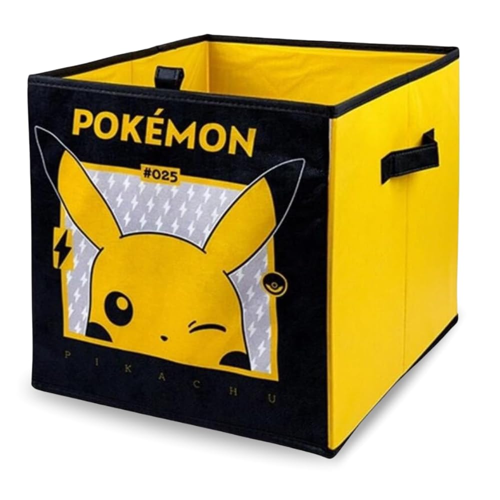 Pokemon Kids Collapsible Storage Boxes with Handles | Durability & Fabric Foldable Storage Cubes | Compatible Ikea Kallax Furniture | For Organising Kids Room & Playroom