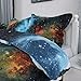 uxcell 3-Piece Galaxies Multicolor Duvet Cover Sets - 3D Printed Space Themed - 100% Polyester - All-Season Reversible Design - Includes 1 Duvet Cover, 2 Pillow Shams,Queen