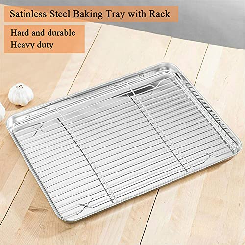 WEZVIX Stainless Steel Baking Sheet with Rack Set Tray Cookie Sheet