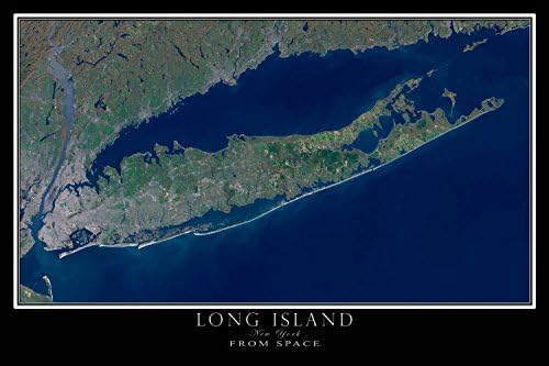 Long Island New York Satellite Poster Map S 12 x 18 inch