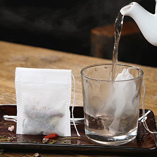 200 Pcs Disposable Tea Filter Bags Empty Cotton Drawstring Seal Filter Tea Bags for Loose Leaf Teal(3.54 x 2.75 inch)