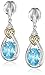 Amazon Collection Sterling Silver and 14k Yellow Gold Diamond Accent Swiss Blue Topaz Love Knot Earrings