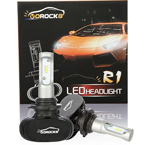 R1 CSP Seoul 9006 9006XS 8000LM LED Headlight Conversion Kit, Low Beam Headlamp, Fog Driving Light, HID or Halogen Head light Replacement, Fanless design, 6500K Xenon White, 1 Pair