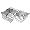 Bokknppo Laundry Room Sink with Washboard - Stainless Steel Double Sink for Bathroom, Kitchen, Basement (27.5 * 18.9in)