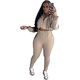 Uni Clau Women 2 Piece Outfits Tracksuit Drawstring Long Sleeve Zip Up Crop Jacket with Bodycon Pant Set Sweatsuit Clothes