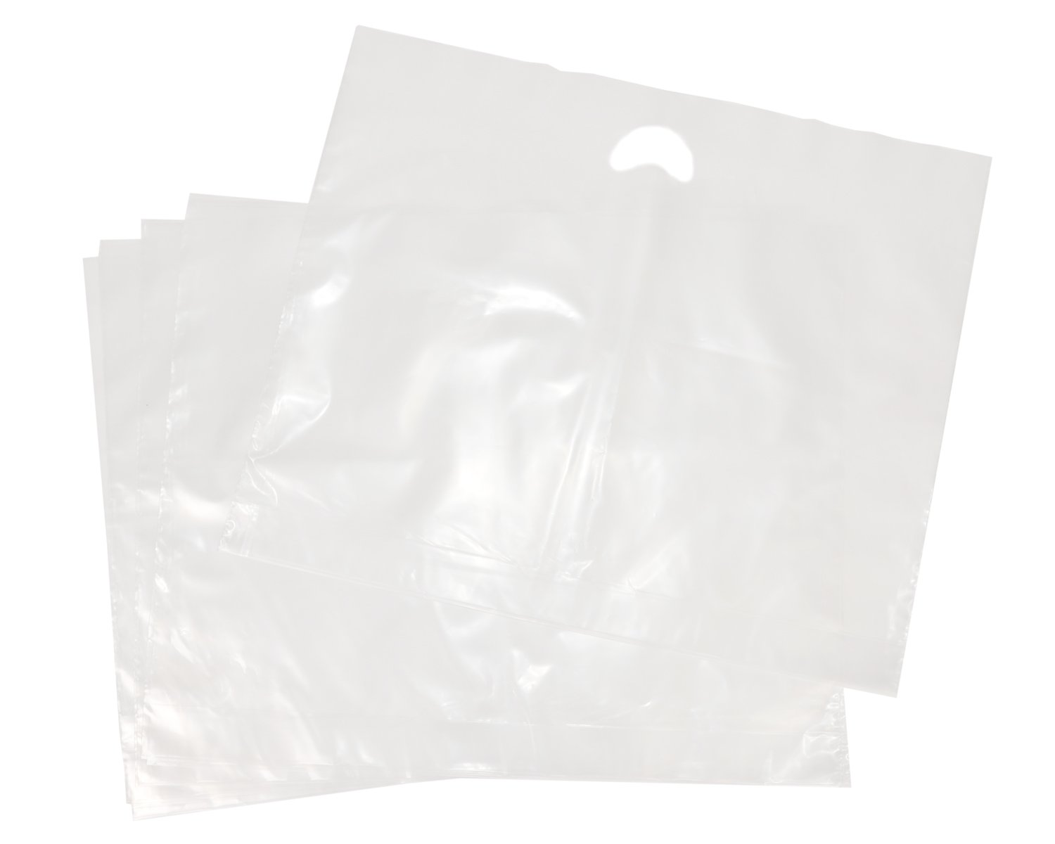 60 White Heavy Duty Patch Handle Plastic Carrier Bags 15" x 18" x 3"