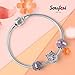 SOUFEEL Cat Charms 925 Sterling Silver Pink Swarovski Animal Talisman Bead Charm for Bracelets Women Gift