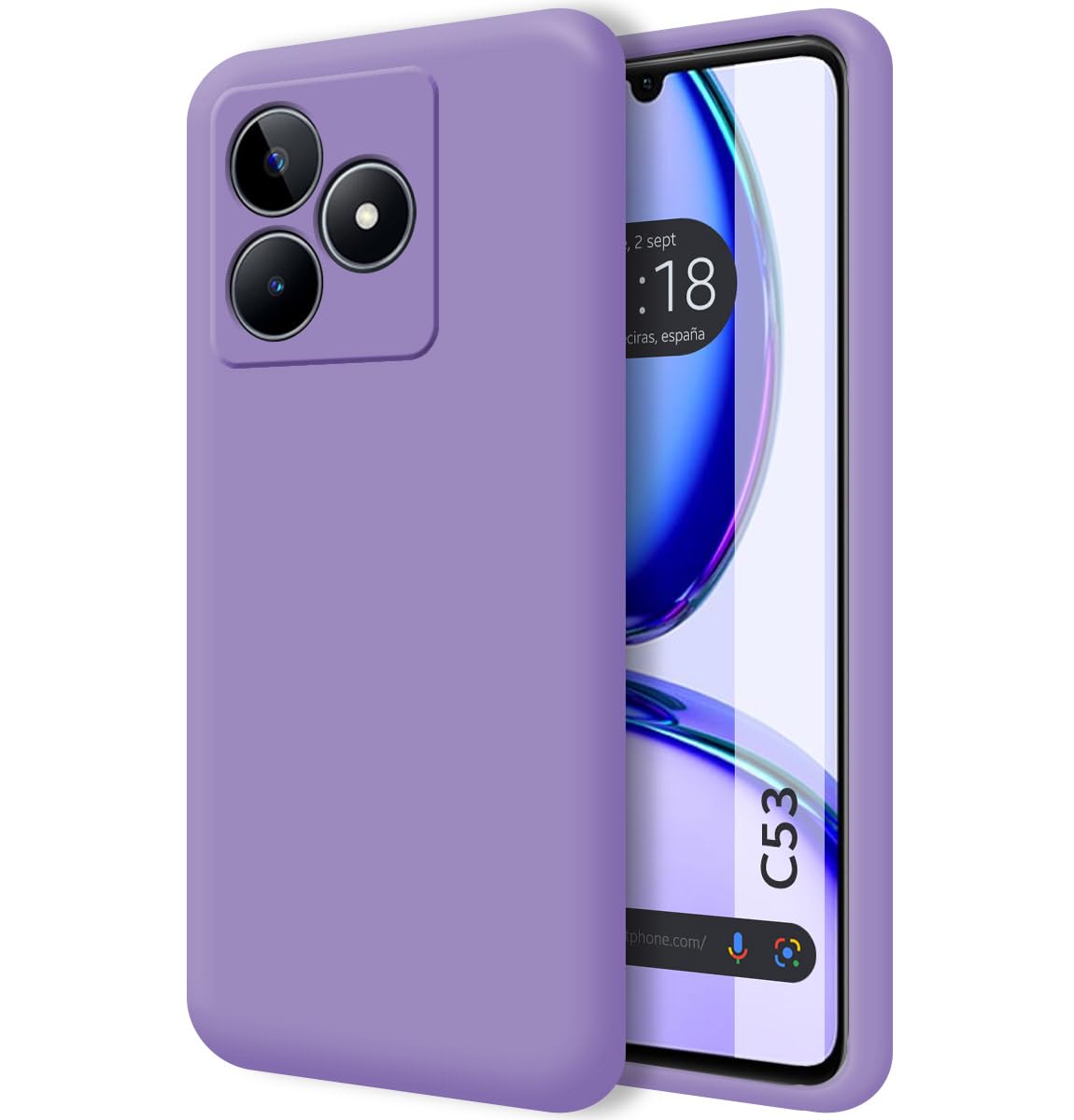 Tumundosmartphone Ultra Soft Liquid Silicone Case for Realme C53 Purple