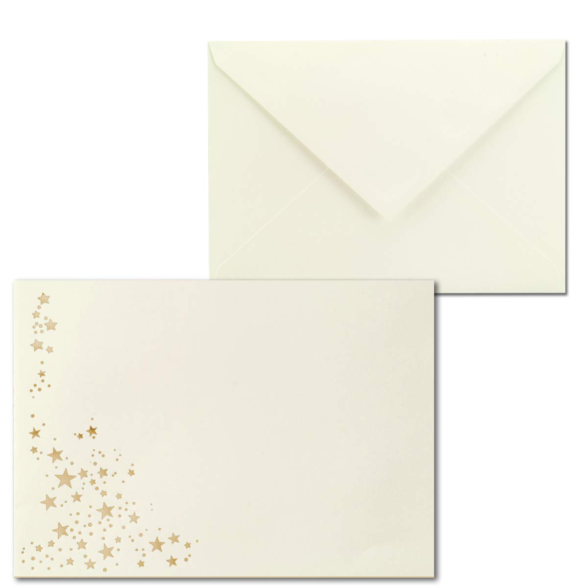 Christmas Envelopes Film Stars DIN B6 - 100 Stück Umschlag Creme // Sterne Gold