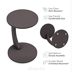 C-Shaped Round End Table with Rolling Wheels