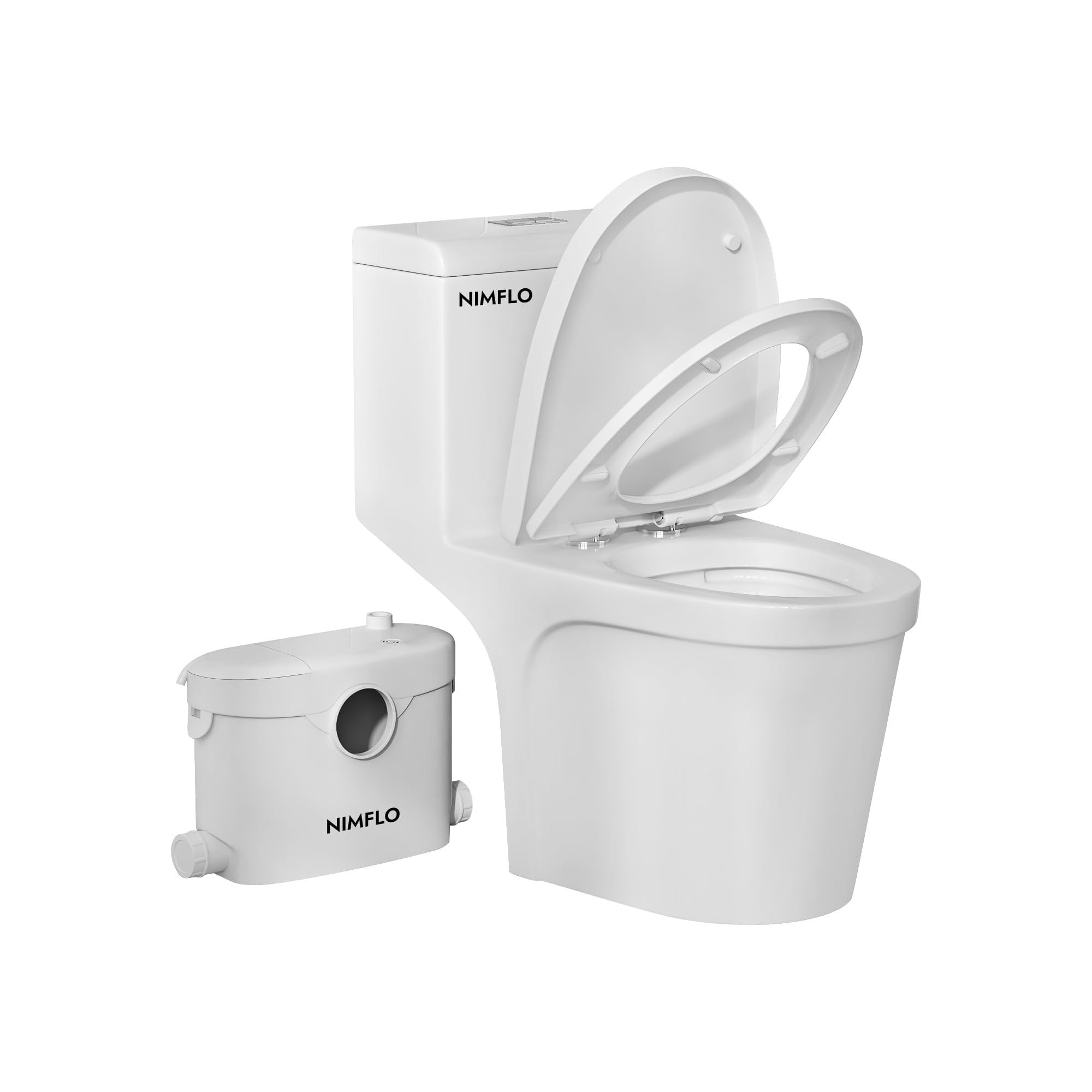 Photo 1 of 600W Macerating Toilet for Basement – Upflush Toilet System with Dual Flush Rear Outlet, Connects Sink & Tub, Includes Toilet Bowl, Water Tank & Macerator Pump – by NIMFLO