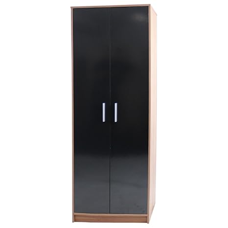 Devoted2home Glossop 2 Door Wardrobe Red Gloss Black Gloss White