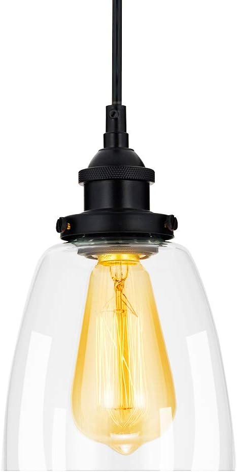 Lampundit Pendant Lighting Industrial Mini Glass Pendant Hanging Light Fixture Adjustable for Kitchen Island Hallway Dining Room Cafe Bar Black