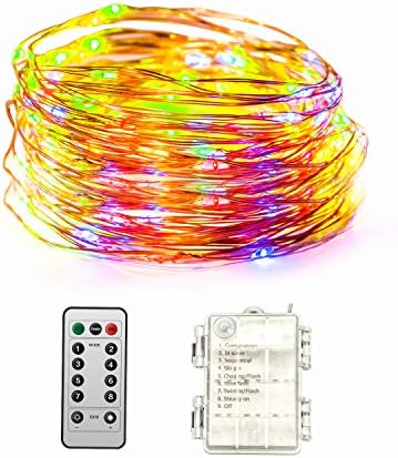 HOOHII 33ft String Lights 100 LED Christmas Fairy Lights 8 ModesTwinkling Battery Operated Copper Wire Firefly Lights Remote Control for Bedroom Wedding Festival Decoration