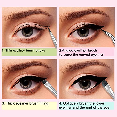 Eyebrow Brush 4 Pcs Ultra-Thin Eyeliner Brush Eyeshadow Brush Set Angled Eyeliner Brush Fine Point Brush Precision Eye All Over Shader, Tapered Soft Blender Eyebrow Brush Eye Makeup Brushes