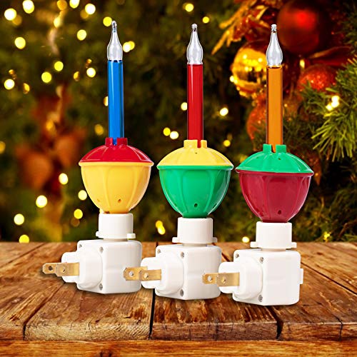 3 Pack Bubble Night Light with Classic Swivel Plug, Vintage Christmas