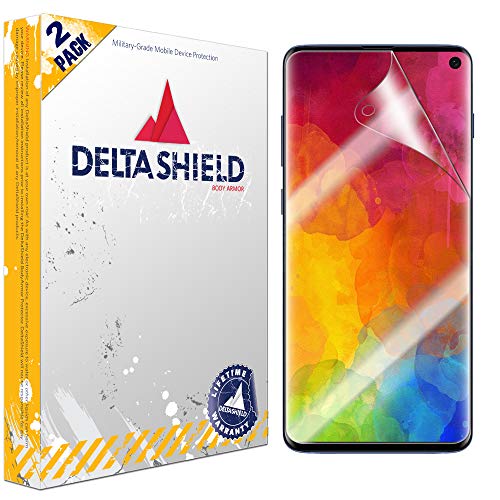 DeltaShield Screen Protector for Samsung Galaxy S10 (6.1 inch)(2-Pack)(Case Compatible Design) BodyArmor Anti-Bubble Military-Grade Clear TPU Film