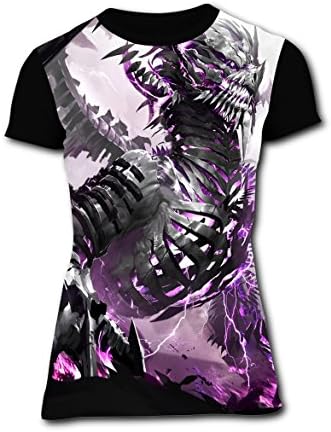 NYimYV Dragons Lighting Thunder Women's 3D Print T-Shirts Round Neck Tees for Youth L