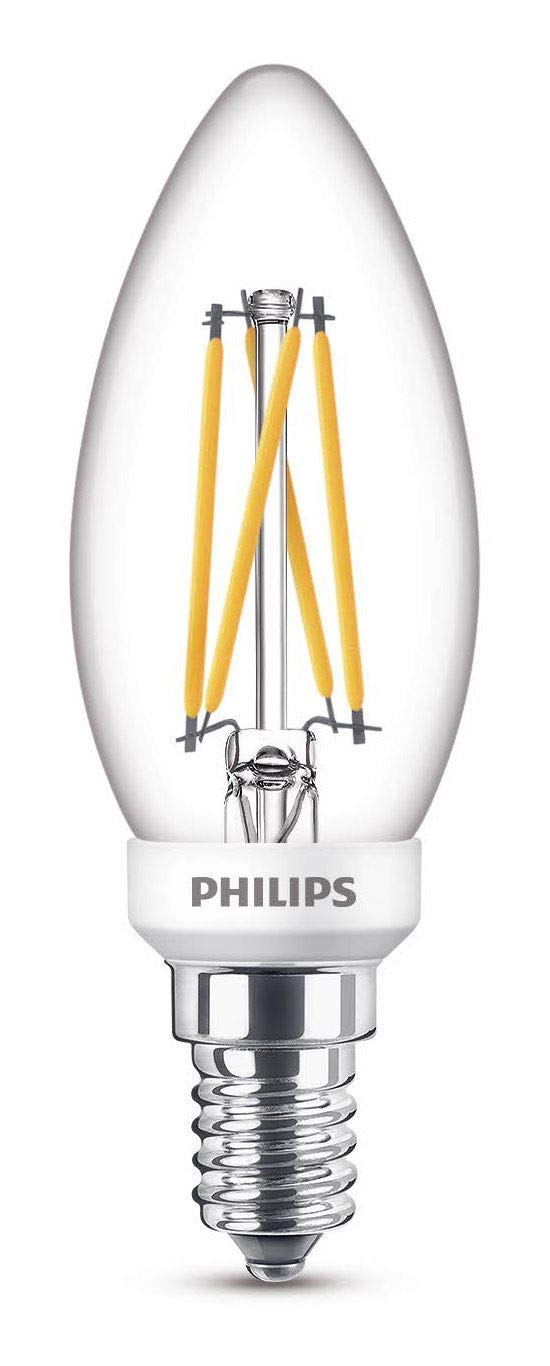 Philips LED Classic Warm Glow Dimmable Candle Light Bulb [E14 Small Edison Screw] 3.2W - 25W Equivalent, Warm White (2200K - 2700K)