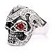 JDZ Amulets Men's Stainless Steel Red Eyes Skull Head Gothic Biker Ring Jewelry