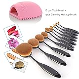 Travelmall 10PC Soft Makeup Brush Set with MakeUp Brush Washing Egg (Washing Egg Colors May Vary)