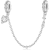 Clip Lock Spacer Stopper Charm Bead Love Heart Charm Bracelets for Women 925 Sterling Silver Safety Chain Charms for Pandora Bracelets