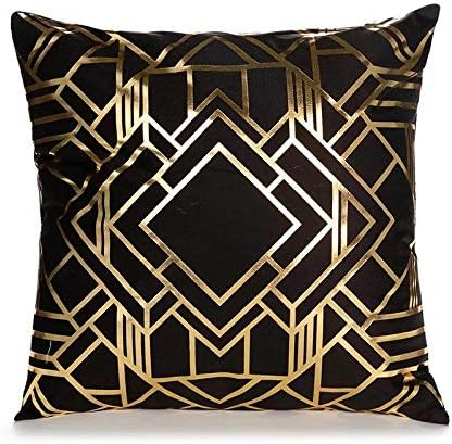 GONGSHANG Cushion cover Sofa cushion cover black super soft velvet gilding pillowcase pillow sleek minimalist 45X45cm without core@TJD02-3_45X45cm