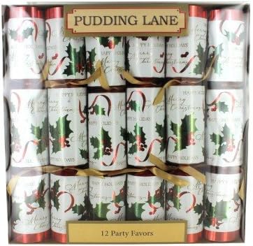 Pudding Lane Christmas Crackers, Gold Flourish, 12 Count