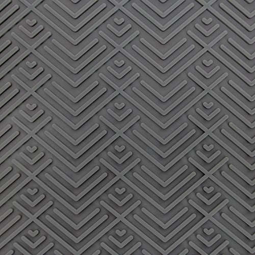 S&T Heavy Duty Silicone Drying Mat, Large 12" x 16", Gray